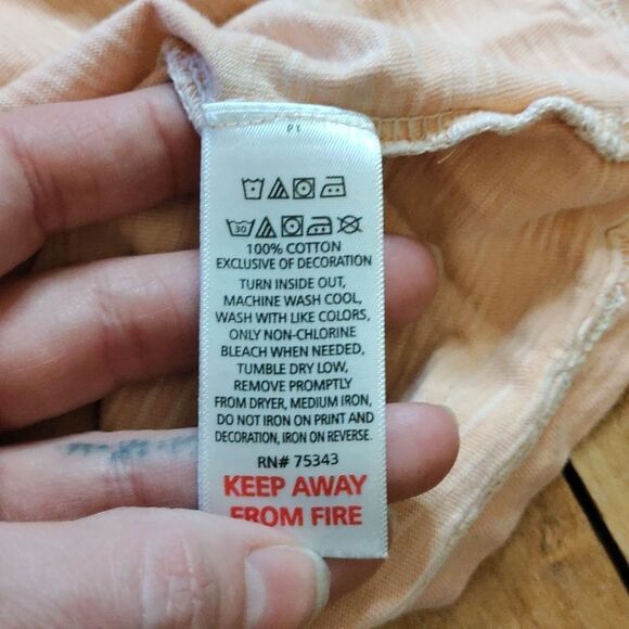 C&C California shirt size 10 cotton orange peach spring summer vintage look - Picture 4 of 5